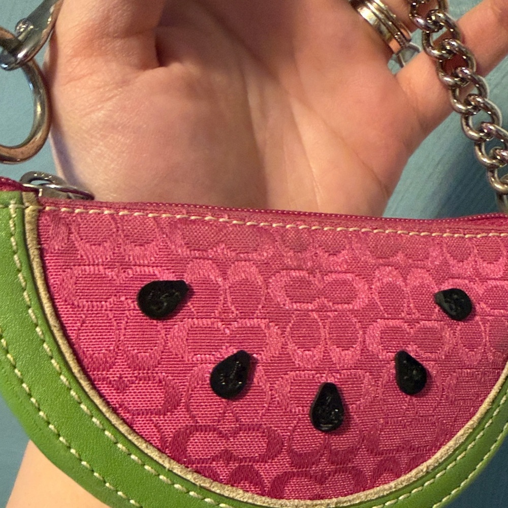 Coach Pink & Green Watermelon Slice Wristlet - Picture 6 of 9